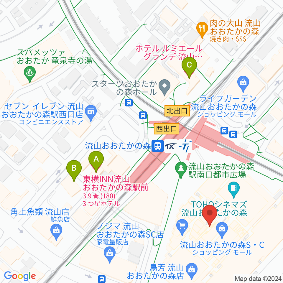 TOHOシネマズ流山おおたかの森周辺のホテル一覧地図