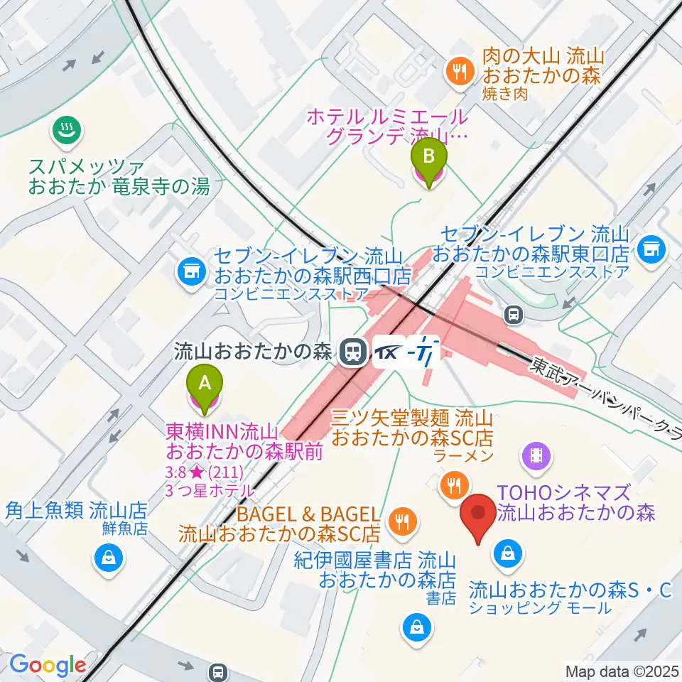 TOHOシネマズ流山おおたかの森周辺のホテル一覧地図