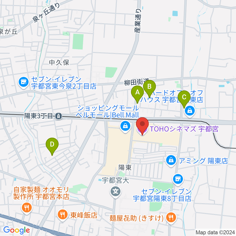 TOHOシネマズ宇都宮周辺のホテル一覧地図