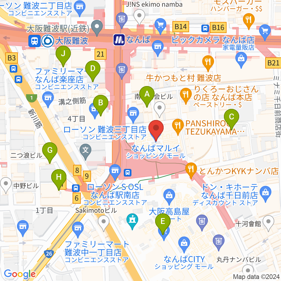 TOHOシネマズなんば本館周辺のホテル一覧地図