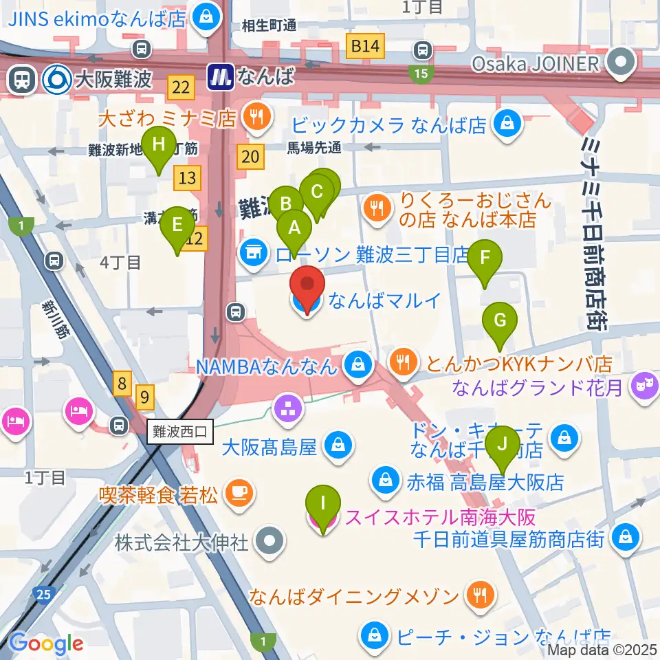 TOHOシネマズなんば本館周辺のホテル一覧地図
