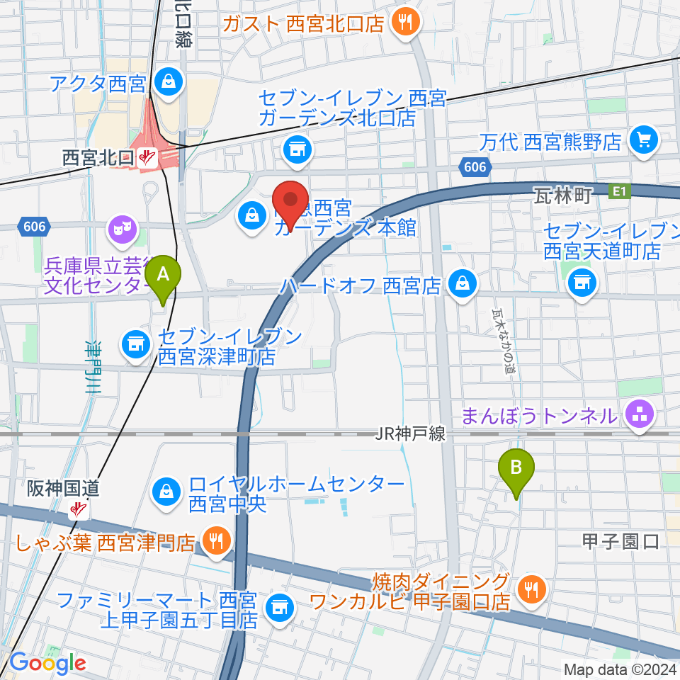 TOHOシネマズ西宮OS周辺のホテル一覧地図