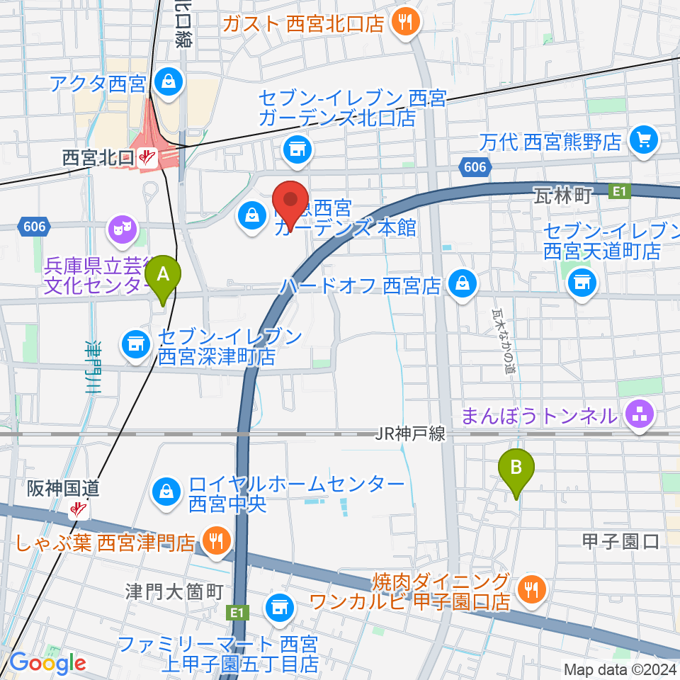 TOHOシネマズ西宮OS周辺のホテル一覧地図