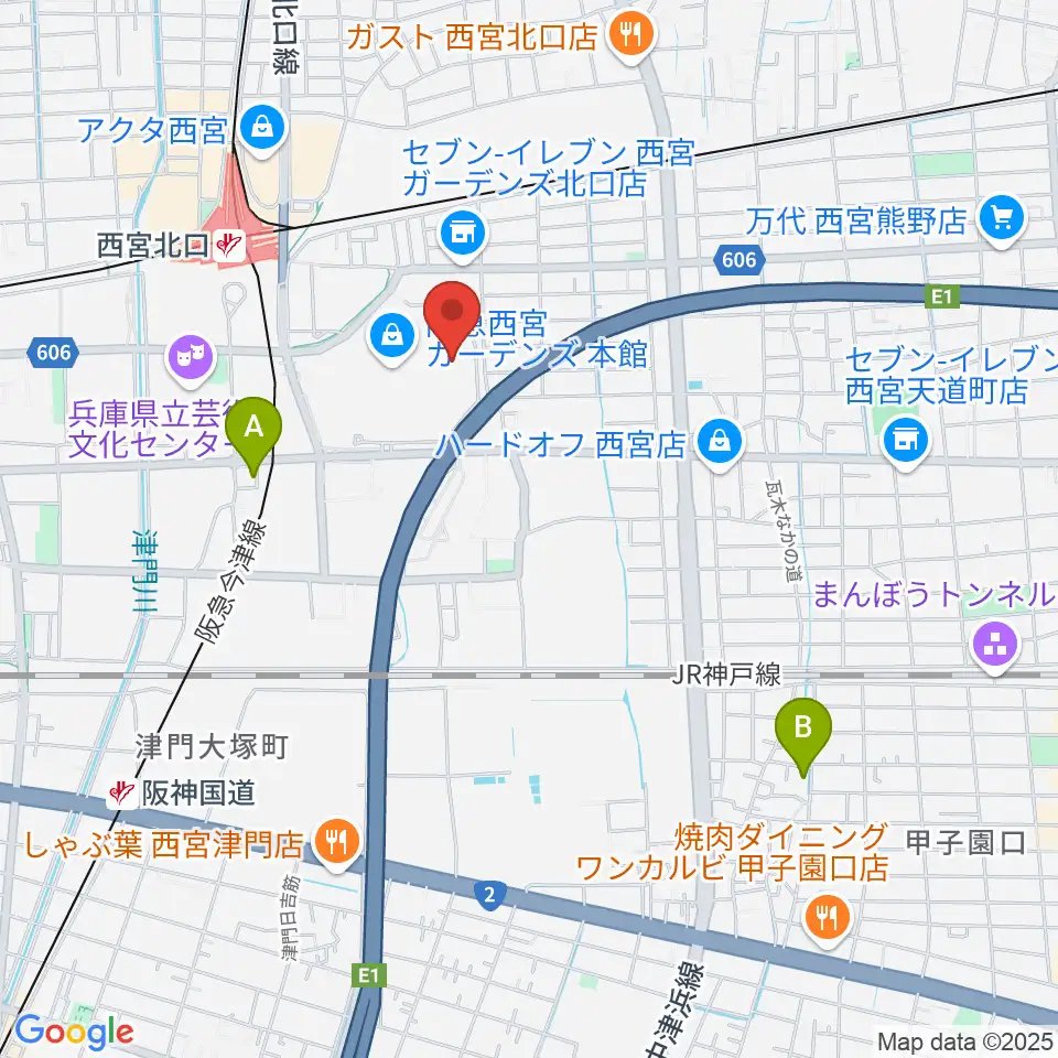 TOHOシネマズ西宮OS周辺のホテル一覧地図