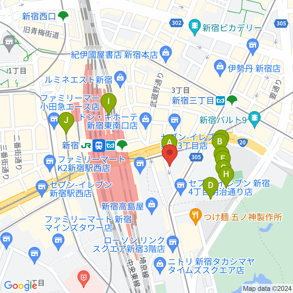 スタジオペンタ新宿店周辺のホテル一覧地図