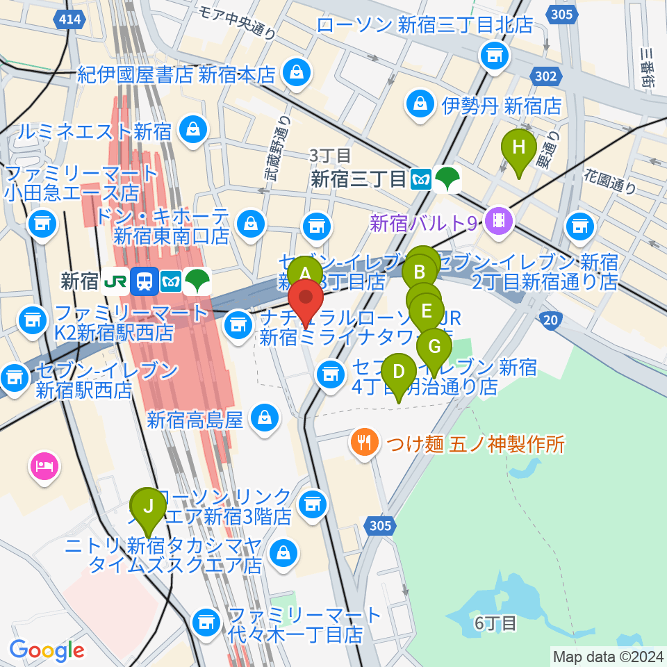 スタジオペンタ新宿店周辺のホテル一覧地図