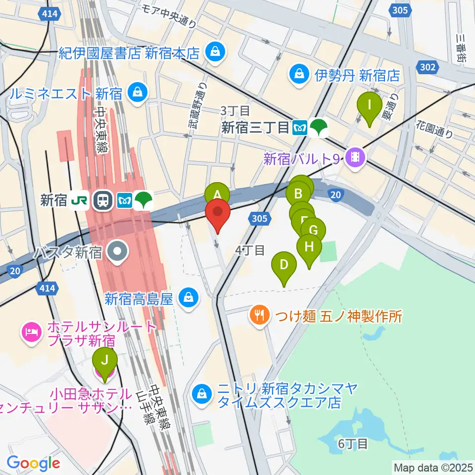 スタジオペンタ新宿店周辺のホテル一覧地図