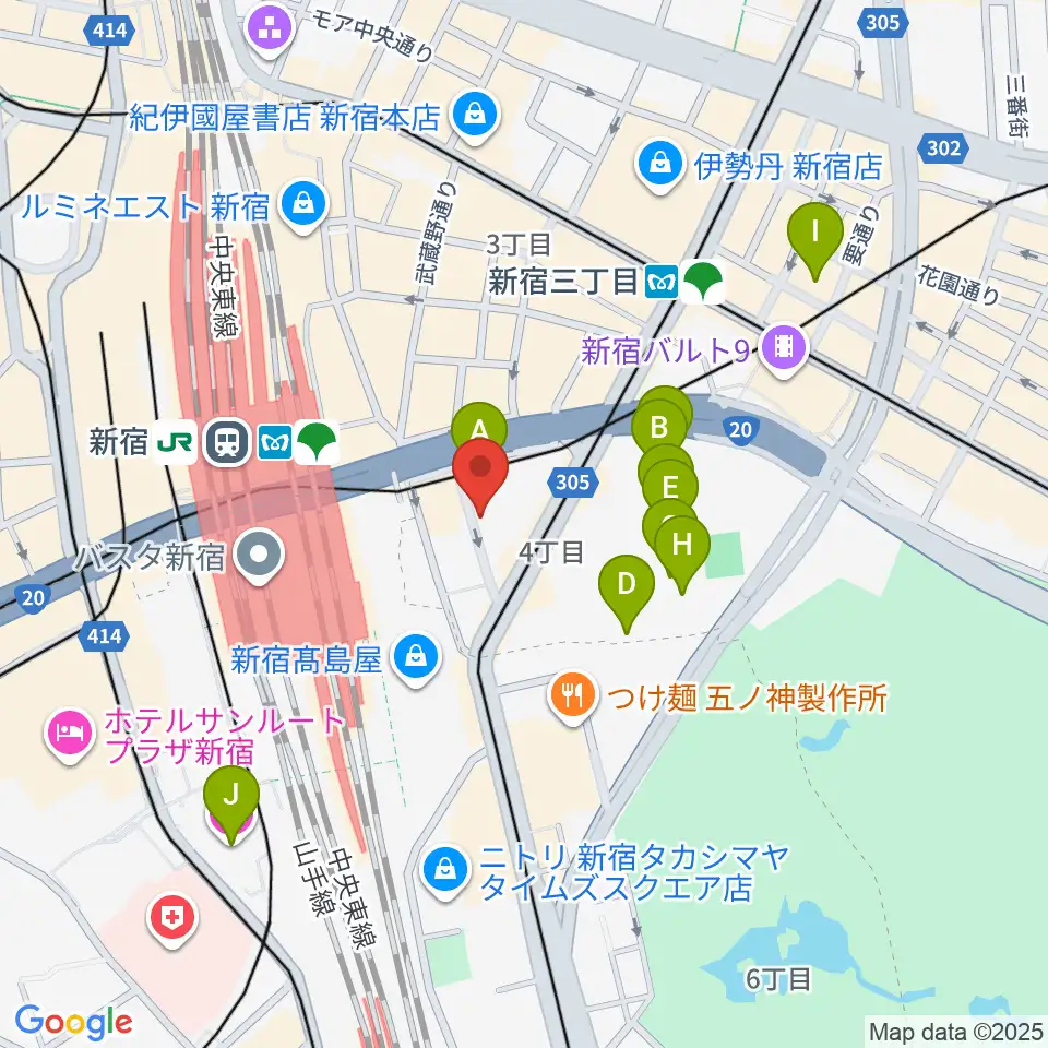 スタジオペンタ新宿店周辺のホテル一覧地図