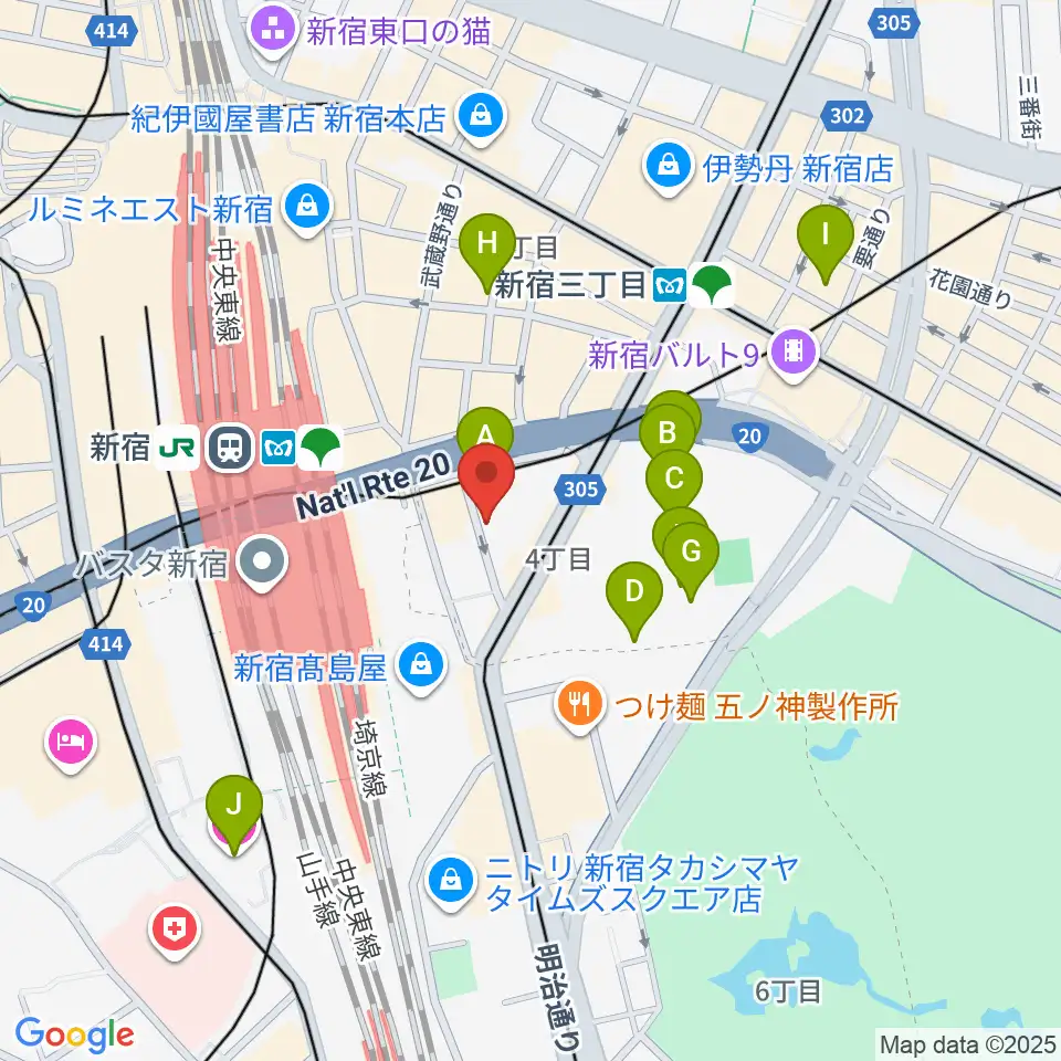 スタジオペンタ新宿店周辺のホテル一覧地図