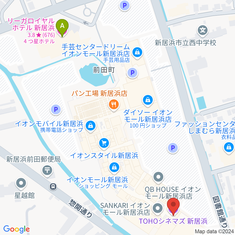 TOHOシネマズ新居浜周辺のホテル一覧地図