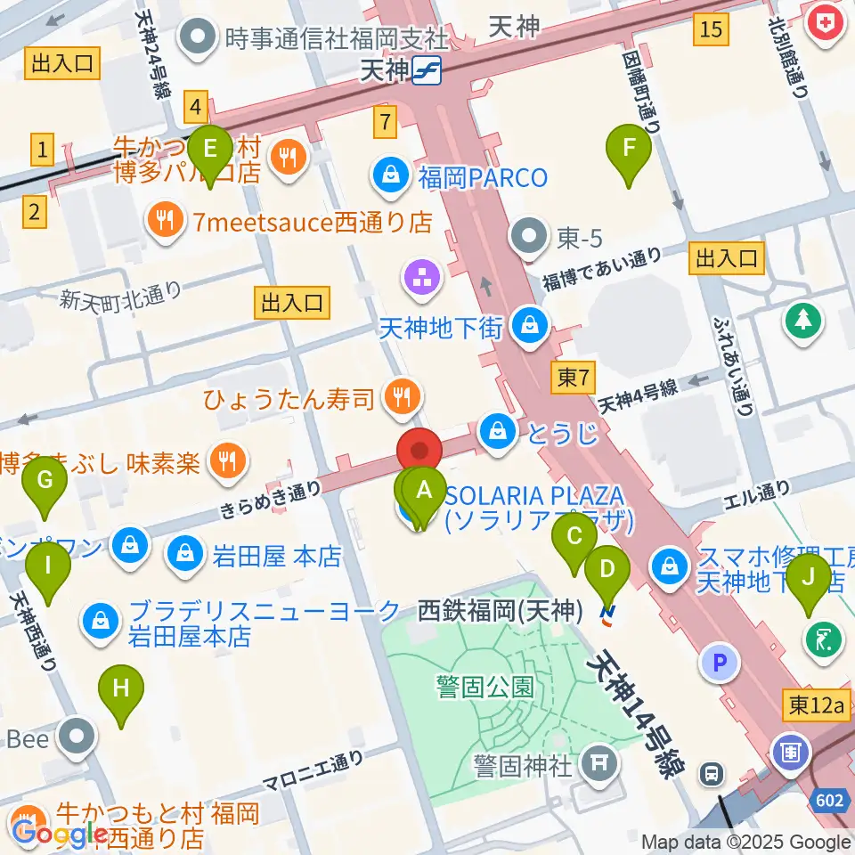 TOHOシネマズ天神・ソラリア館周辺のホテル一覧地図