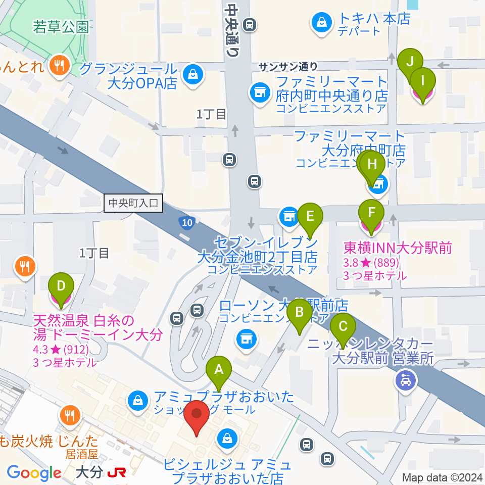 TOHOシネマズ アミュプラザおおいた周辺のホテル一覧地図