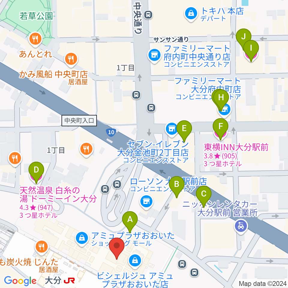 TOHOシネマズ アミュプラザおおいた周辺のホテル一覧地図