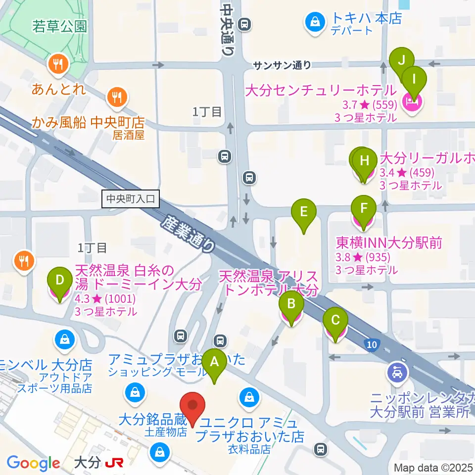 TOHOシネマズ アミュプラザおおいた周辺のホテル一覧地図