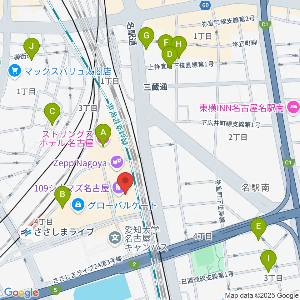 109シネマズ名古屋周辺のホテル一覧地図