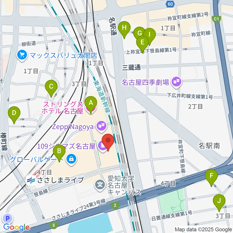 109シネマズ名古屋周辺のホテル一覧地図