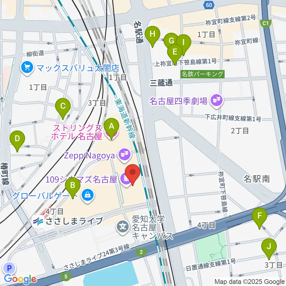 109シネマズ名古屋周辺のホテル一覧地図