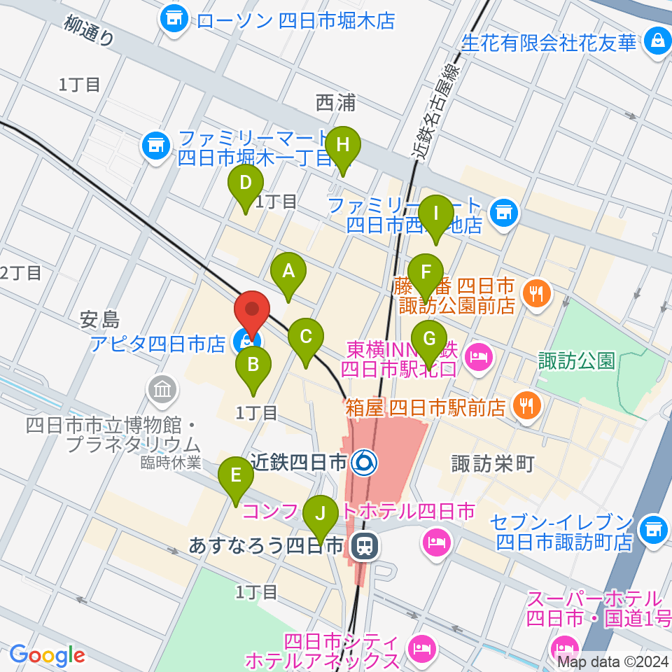 109シネマズ四日市周辺のホテル一覧地図