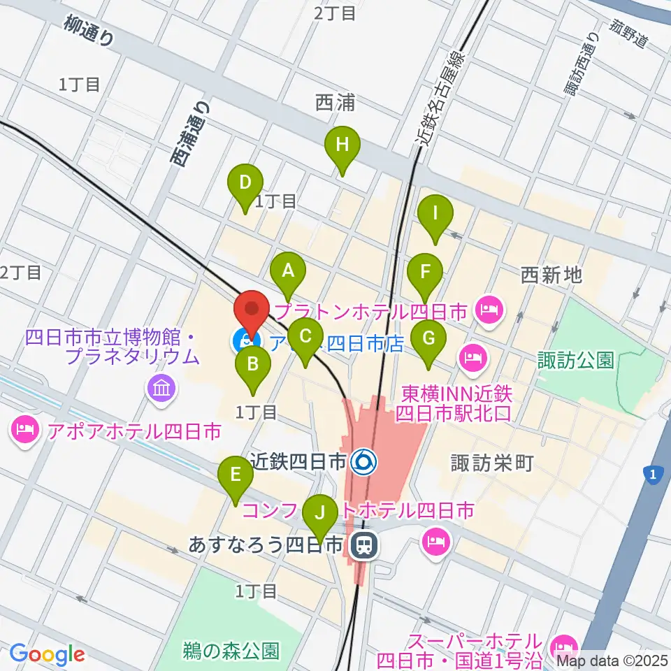 109シネマズ四日市周辺のホテル一覧地図