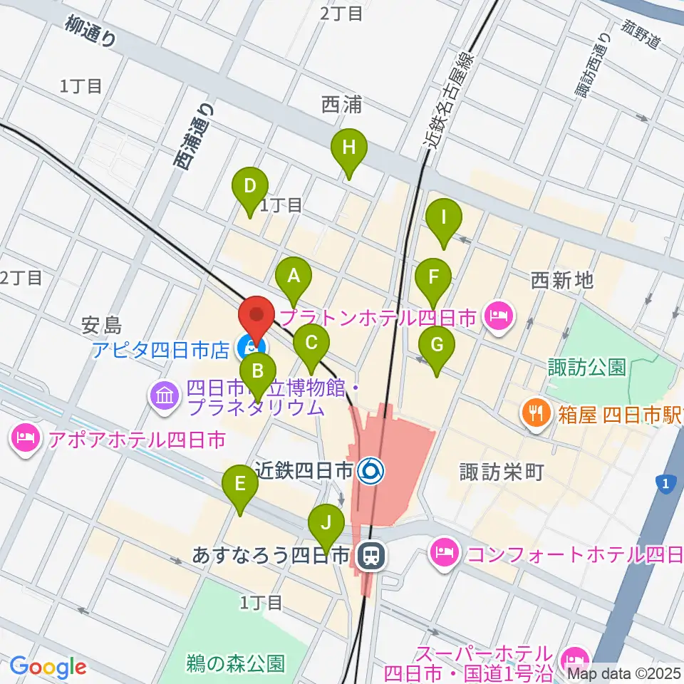 109シネマズ四日市周辺のホテル一覧地図
