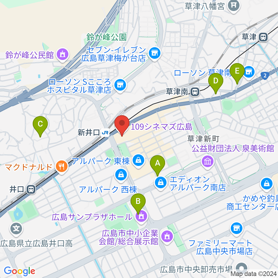 109シネマズ広島周辺のホテル一覧地図