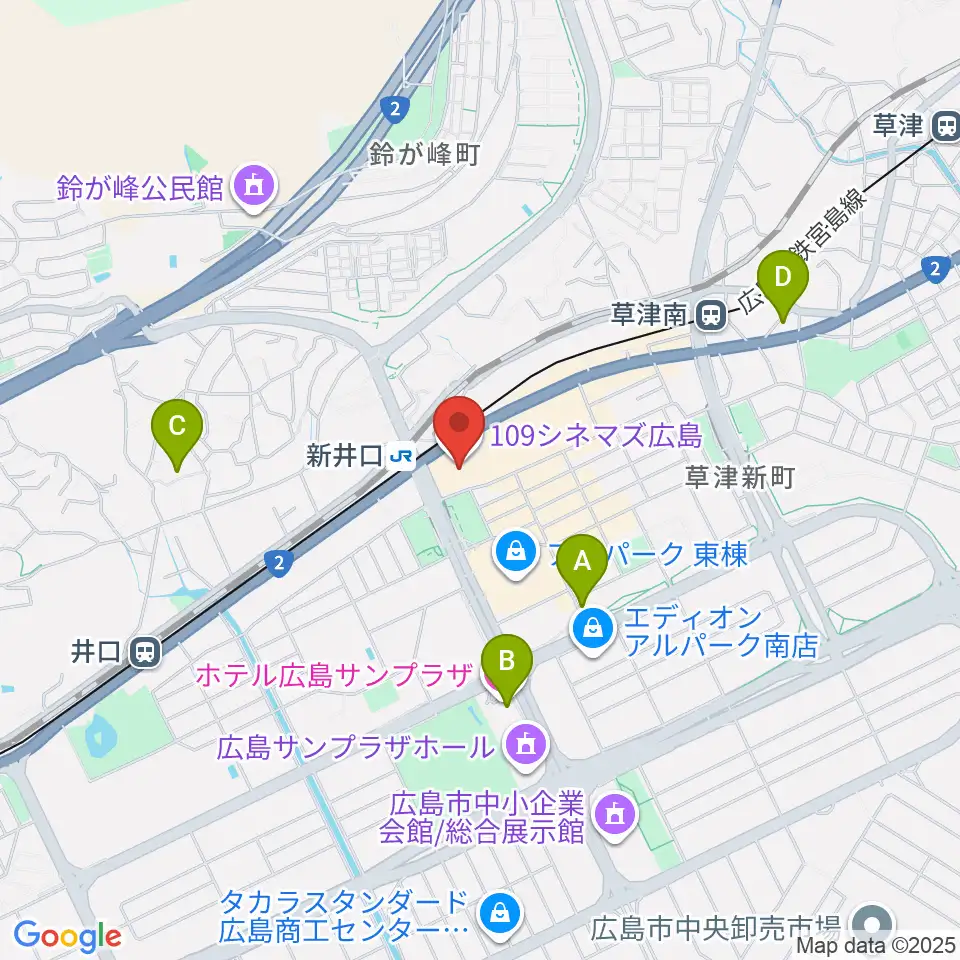 109シネマズ広島周辺のホテル一覧地図