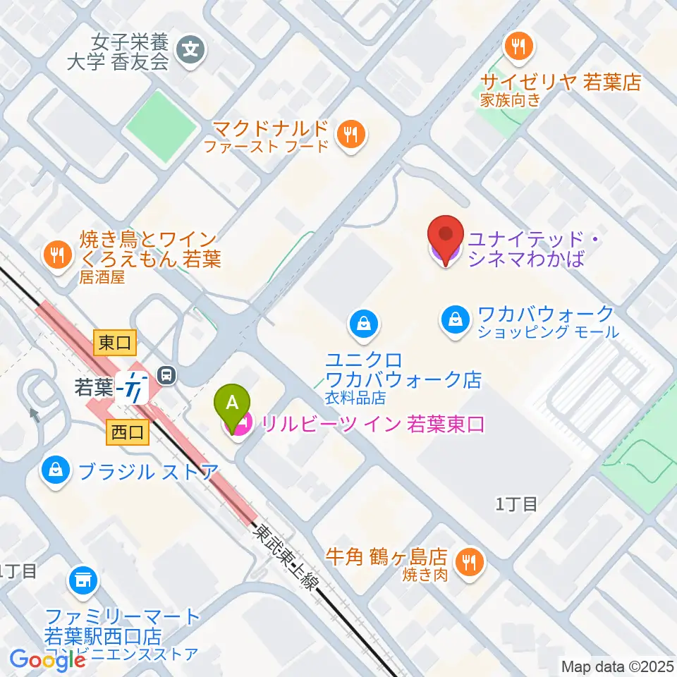 ユナイテッド・シネマわかば周辺のホテル一覧地図