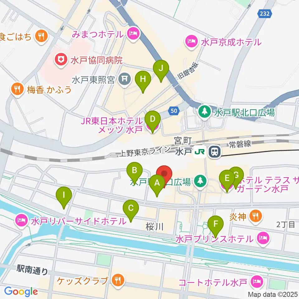 ユナイテッド・シネマ水戸周辺のホテル一覧地図