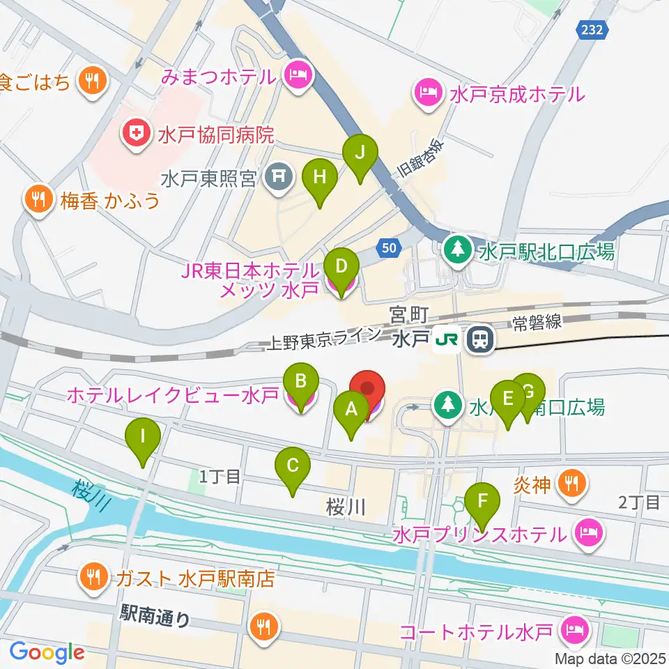 ユナイテッド・シネマ水戸周辺のホテル一覧地図