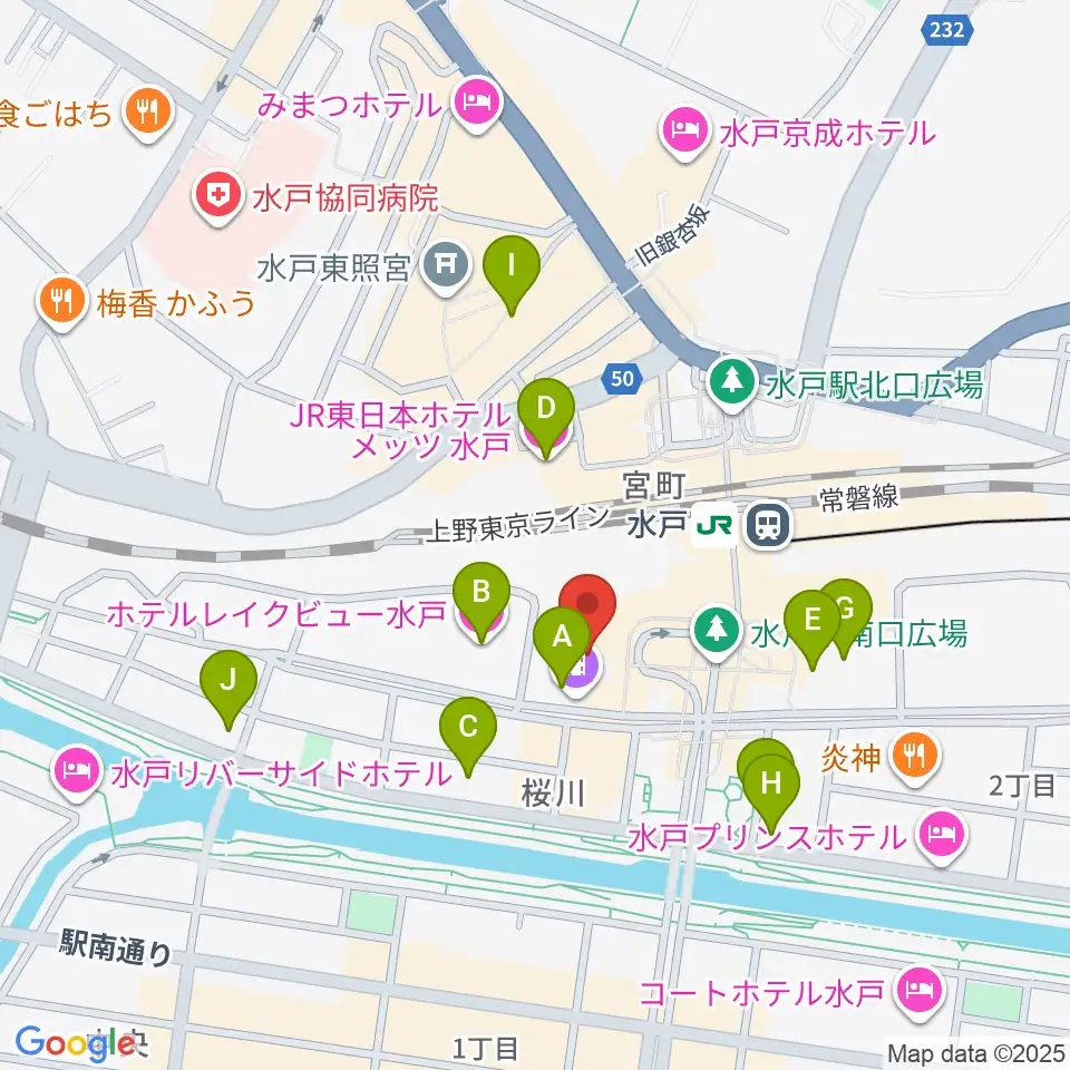 ユナイテッド・シネマ水戸周辺のホテル一覧地図