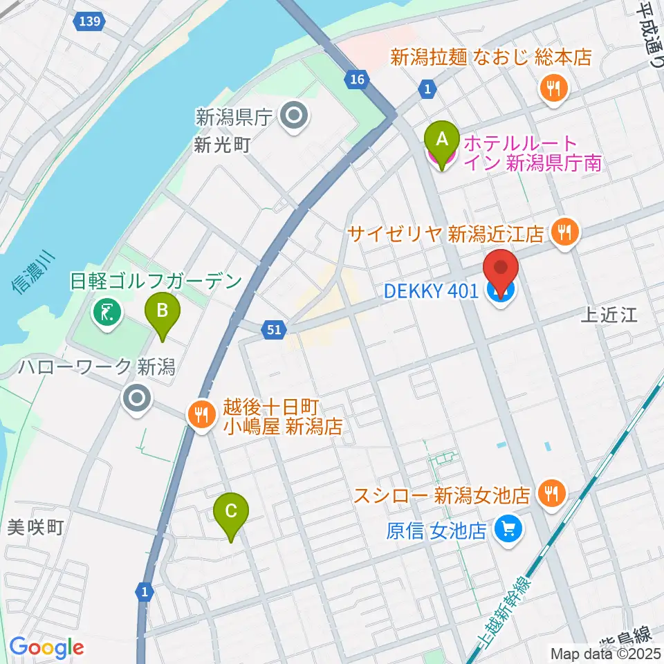 ユナイテッド・シネマ新潟周辺のホテル一覧地図