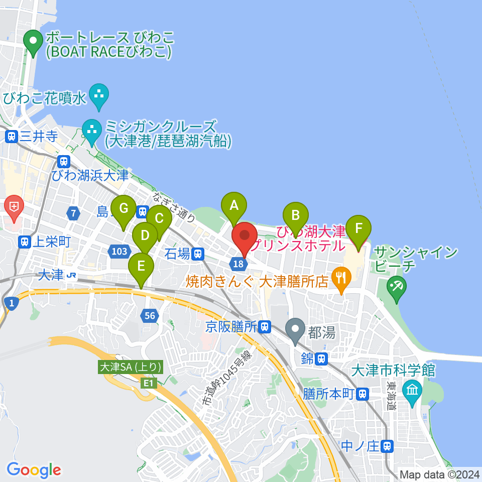 ユナイテッド・シネマ大津周辺のホテル一覧地図