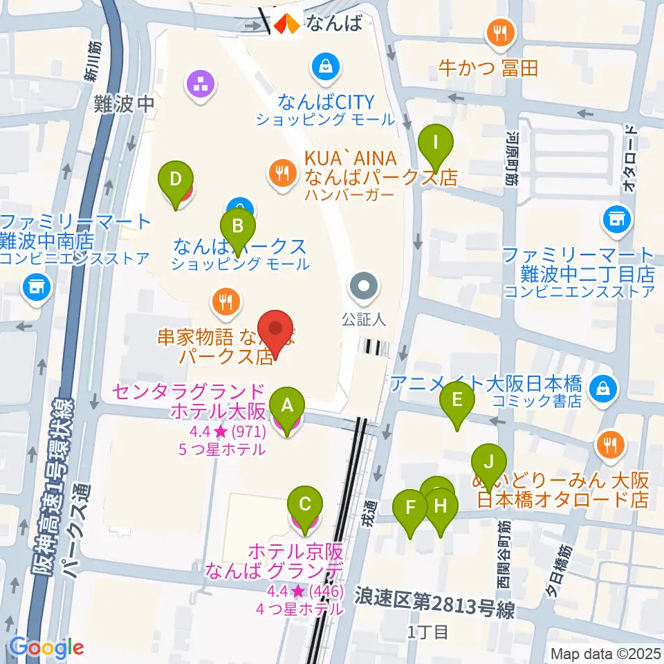 なんばパークスシネマ周辺のホテル一覧地図