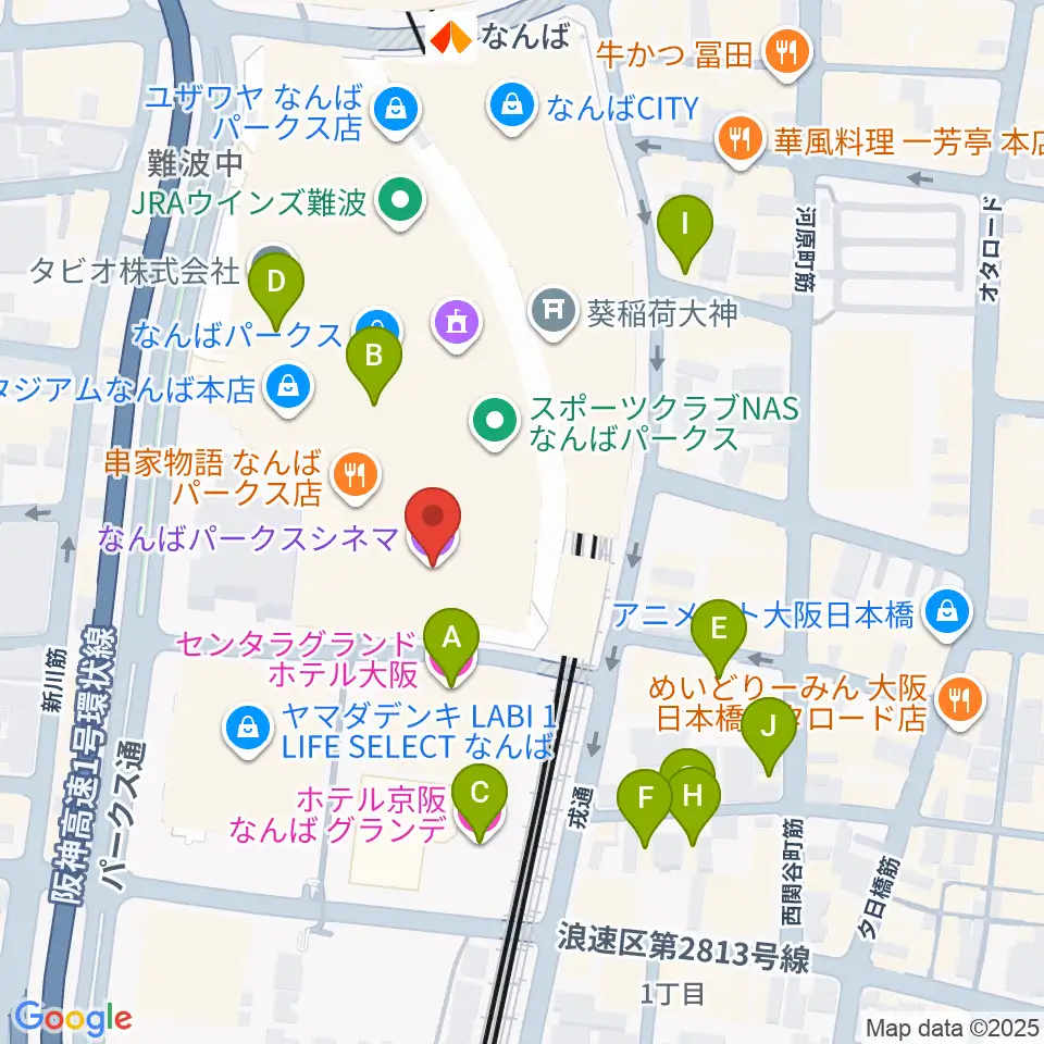 なんばパークスシネマ周辺のホテル一覧地図