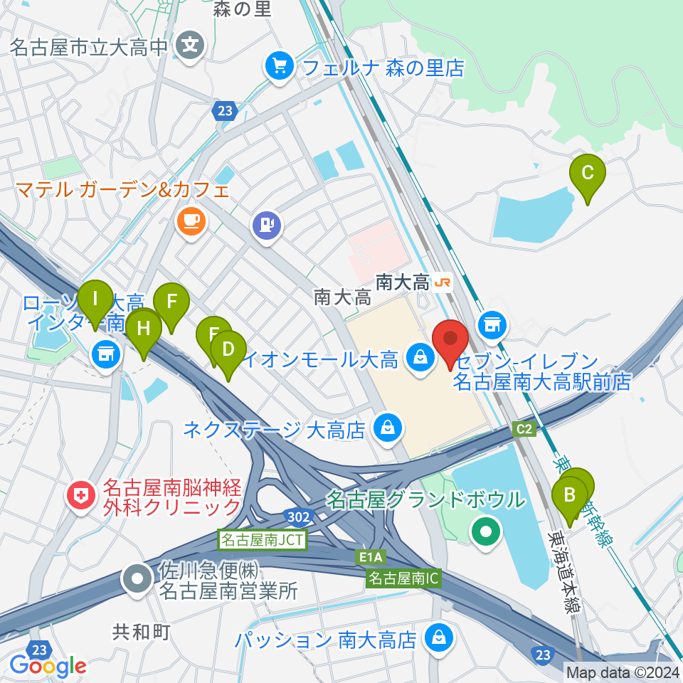 イオンシネマ大高周辺のホテル一覧地図