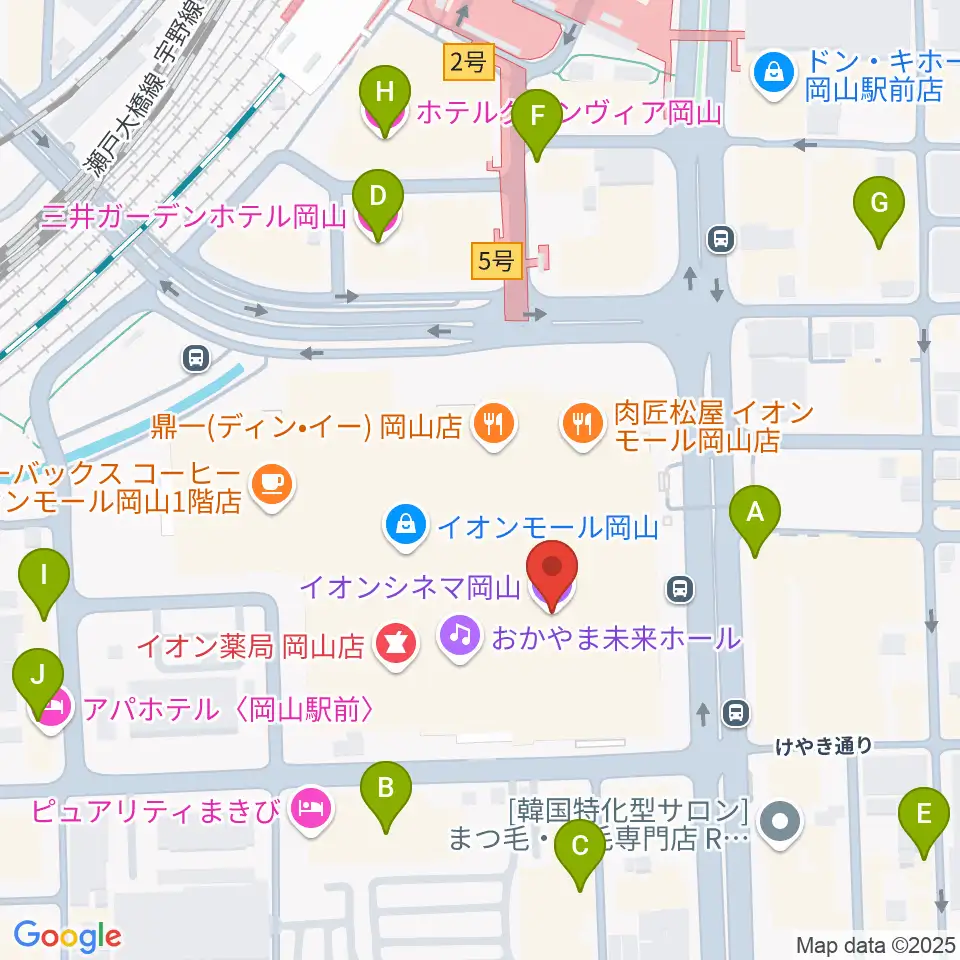 イオンシネマ岡山周辺のホテル一覧地図