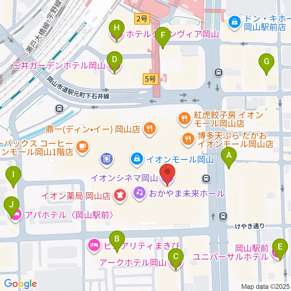 イオンシネマ岡山周辺のホテル一覧地図