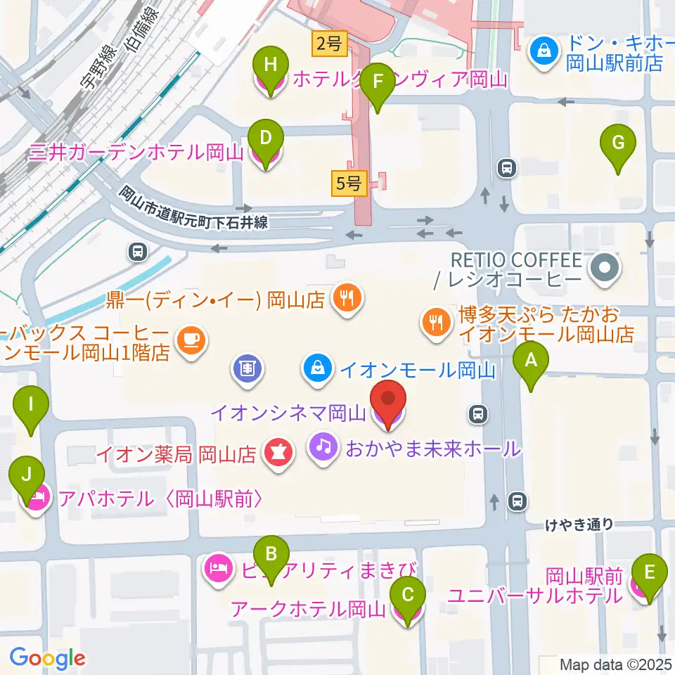 イオンシネマ岡山周辺のホテル一覧地図