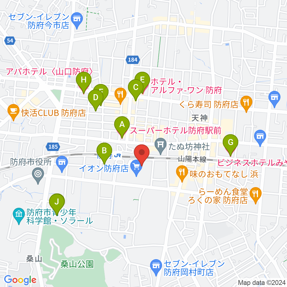 イオンシネマ防府周辺のホテル一覧地図