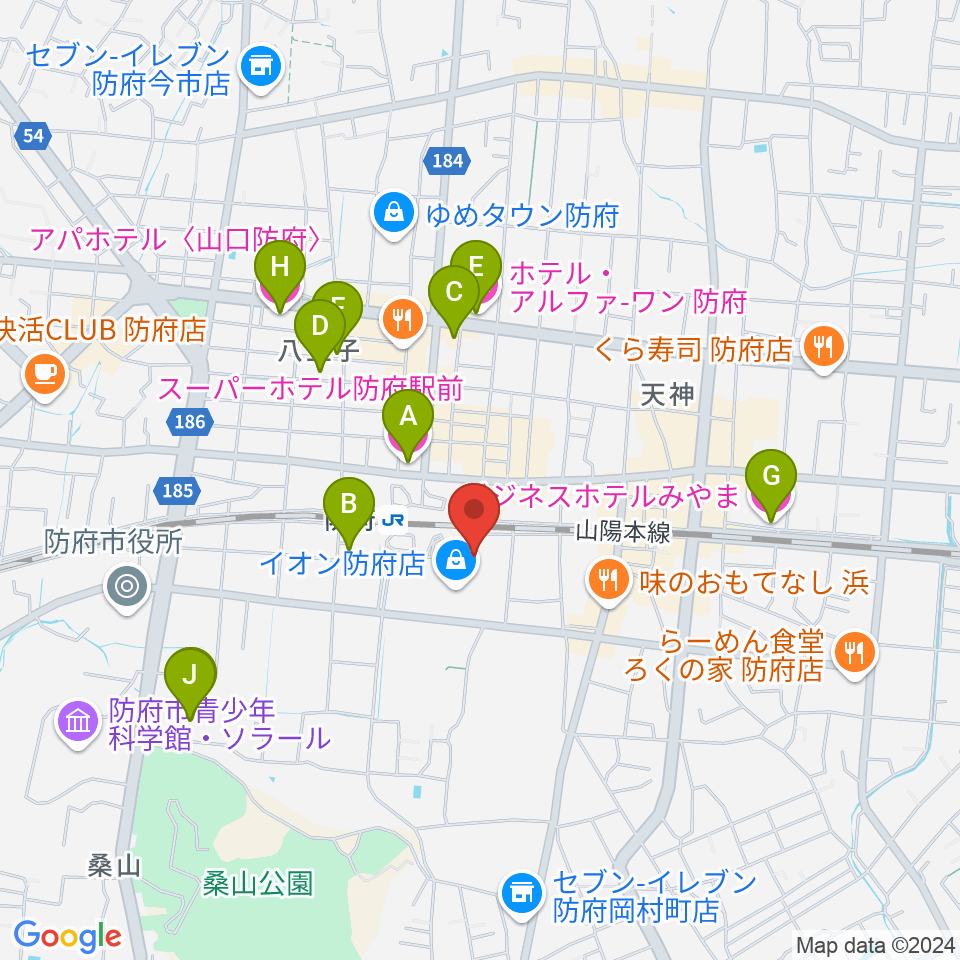 イオンシネマ防府周辺のホテル一覧地図