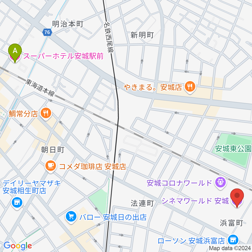 シネマワールド安城周辺のホテル一覧地図