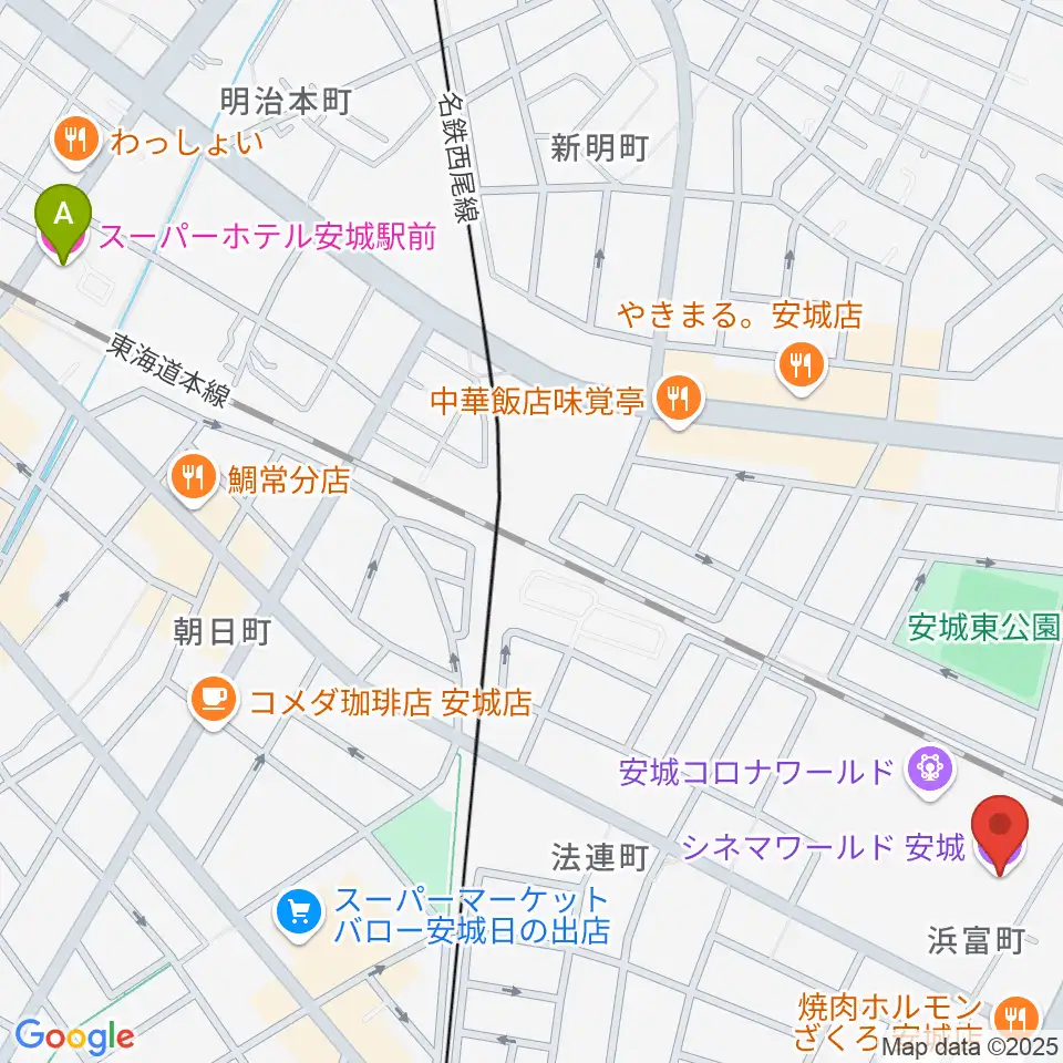 シネマワールド安城周辺のホテル一覧地図
