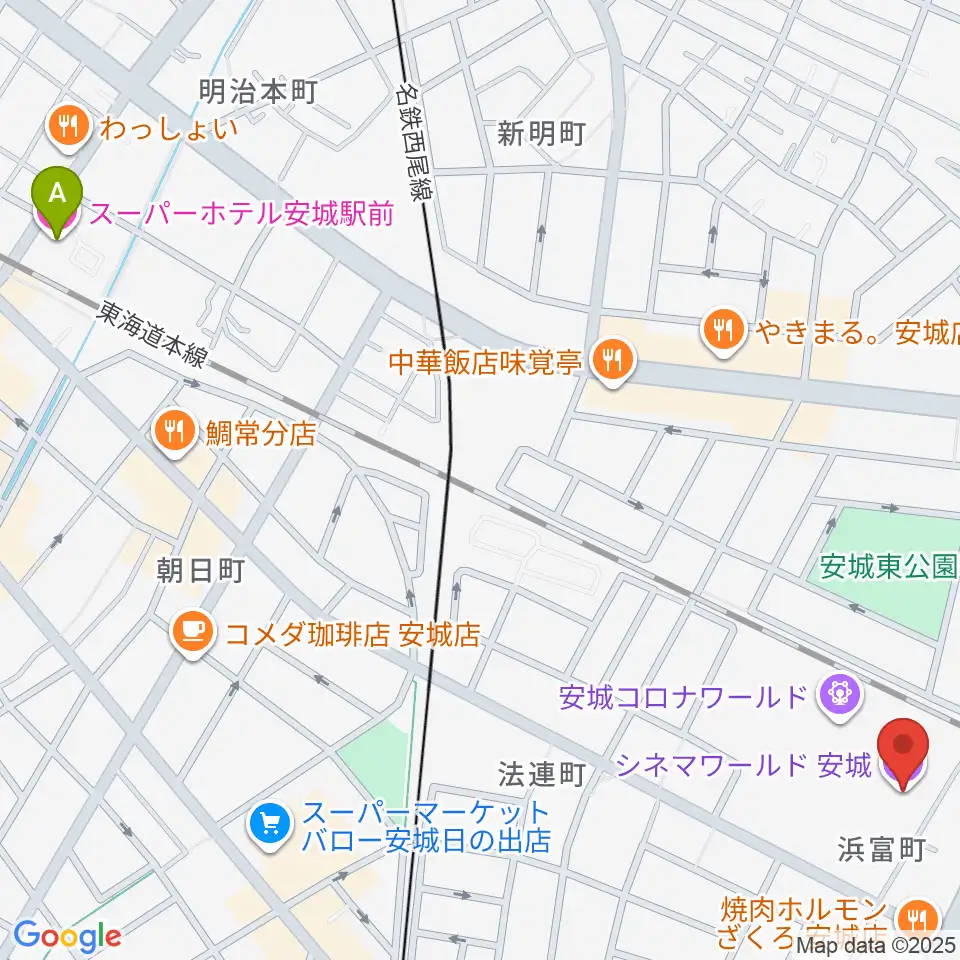 シネマワールド安城周辺のホテル一覧地図