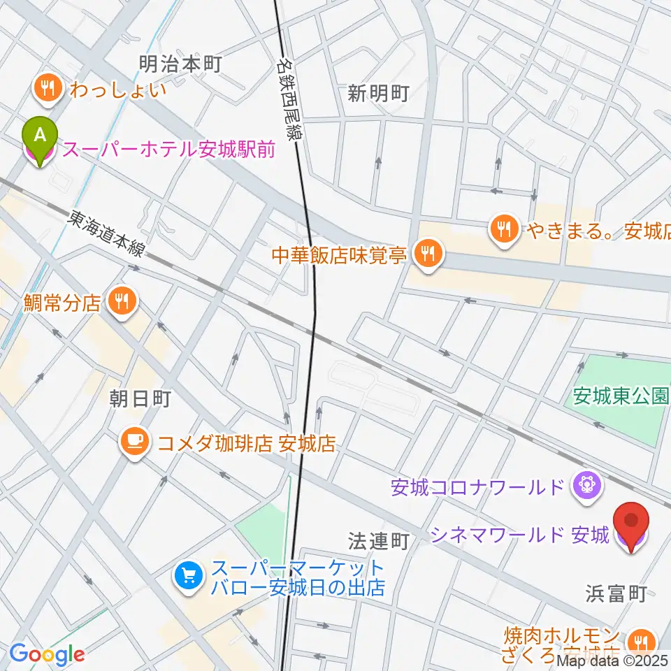 シネマワールド安城周辺のホテル一覧地図