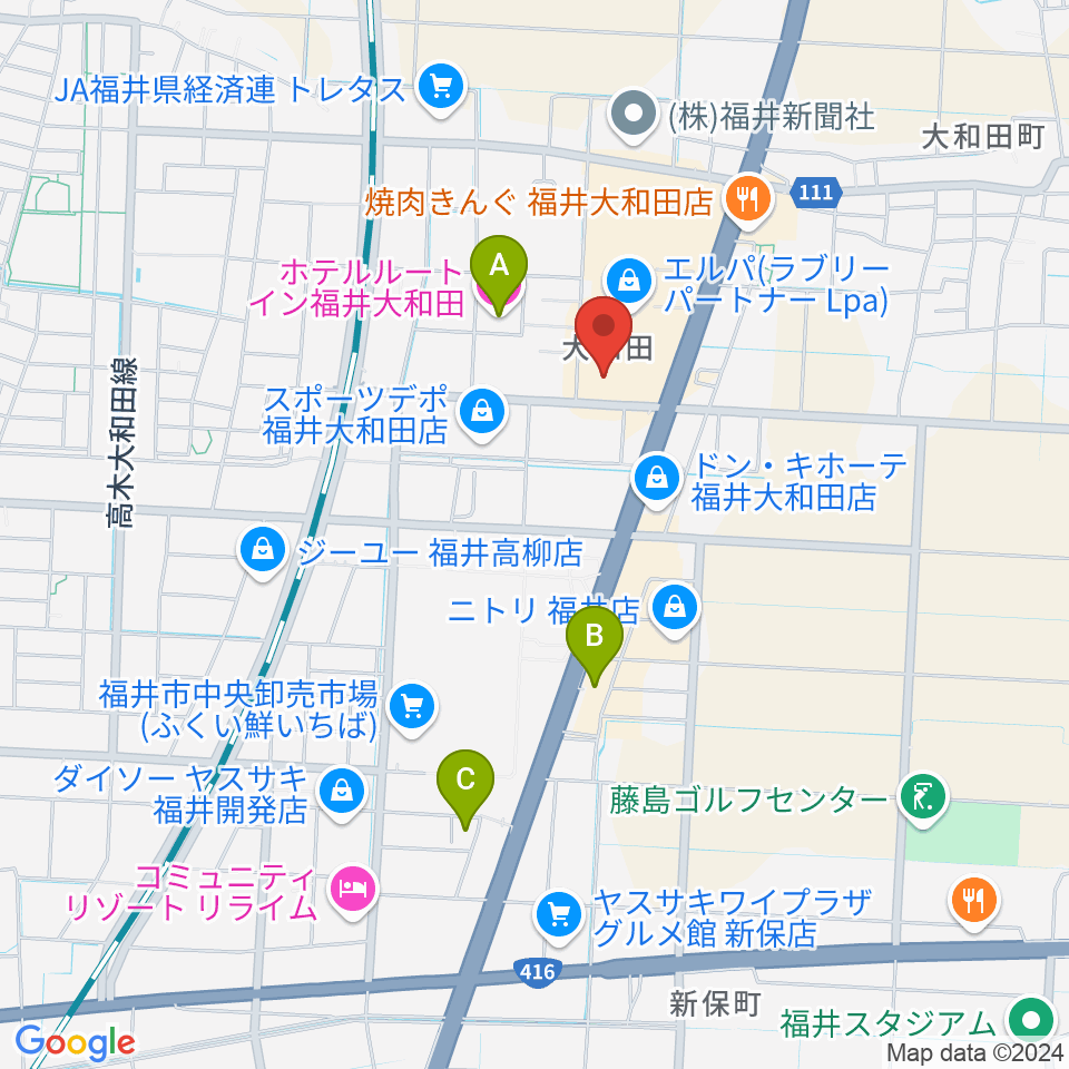 シネマワールド福井周辺のホテル一覧地図