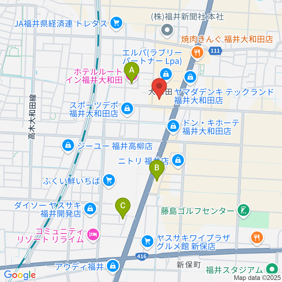 シネマワールド福井周辺のホテル一覧地図