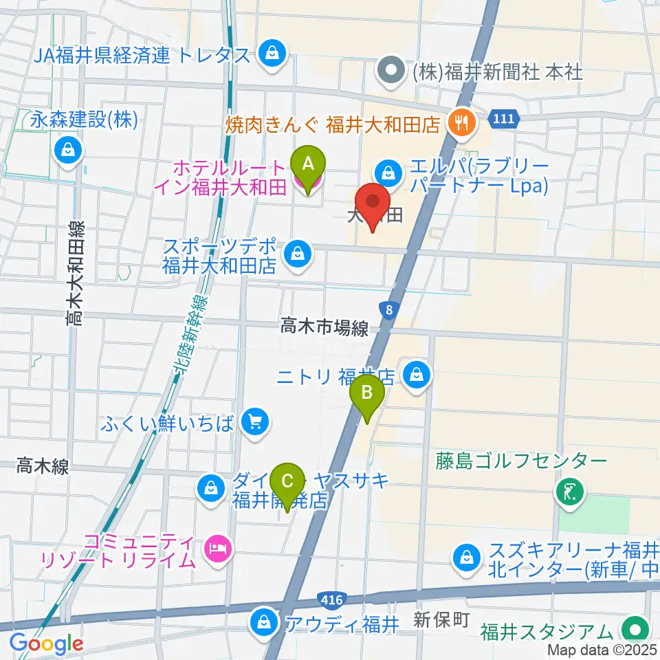 シネマワールド福井周辺のホテル一覧地図