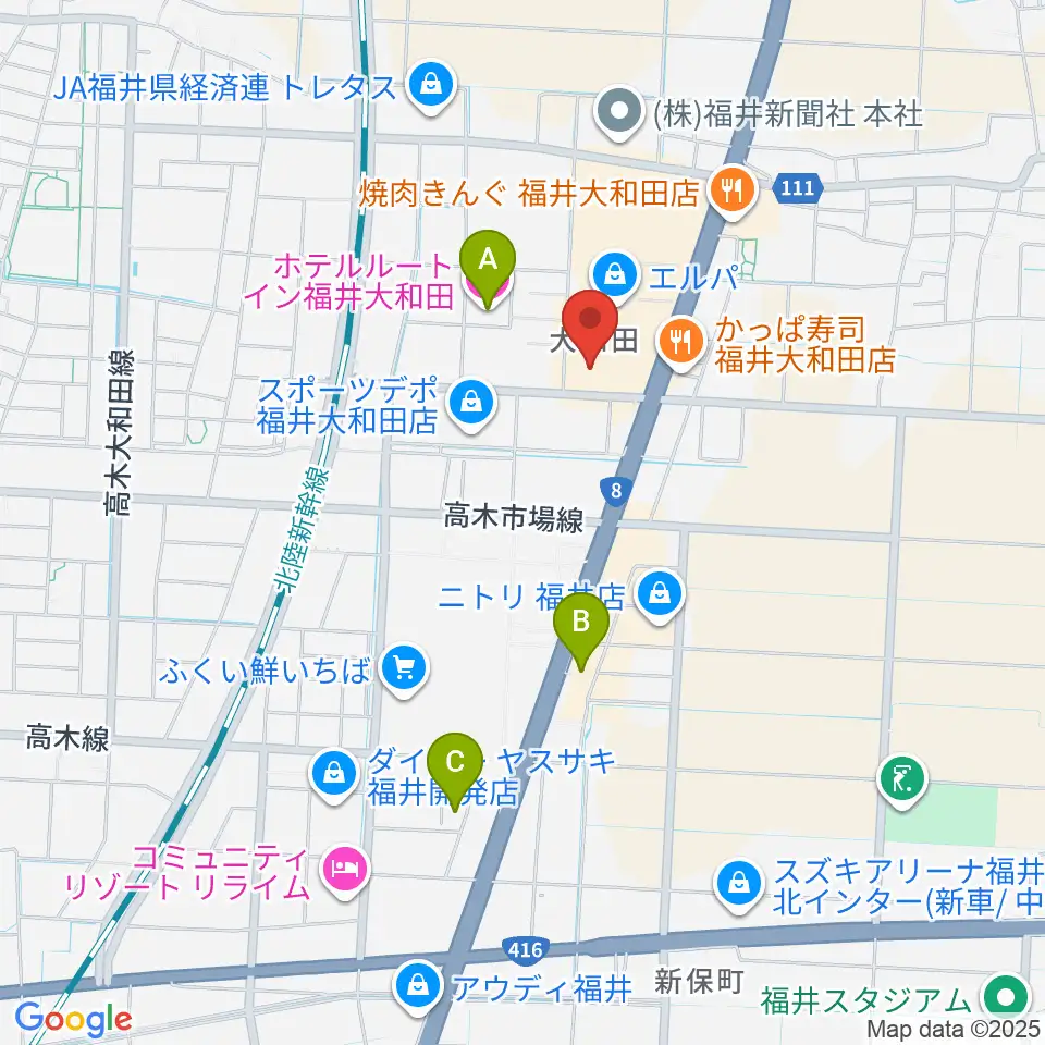 シネマワールド福井周辺のホテル一覧地図