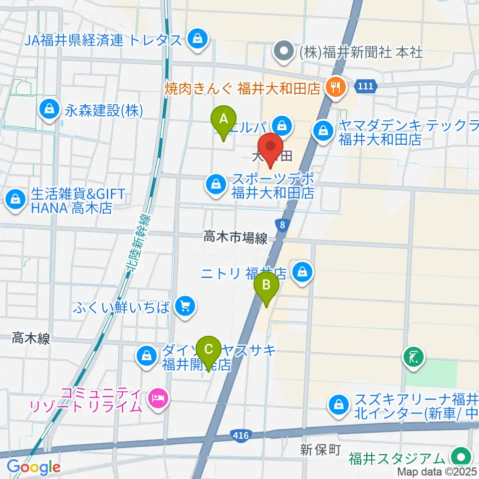 シネマワールド福井周辺のホテル一覧地図