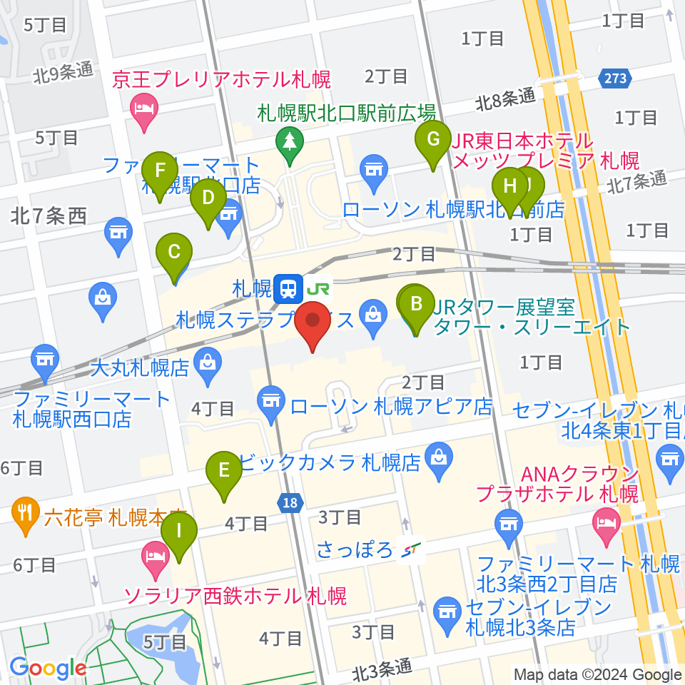 札幌シネマフロンティア周辺のホテル一覧地図